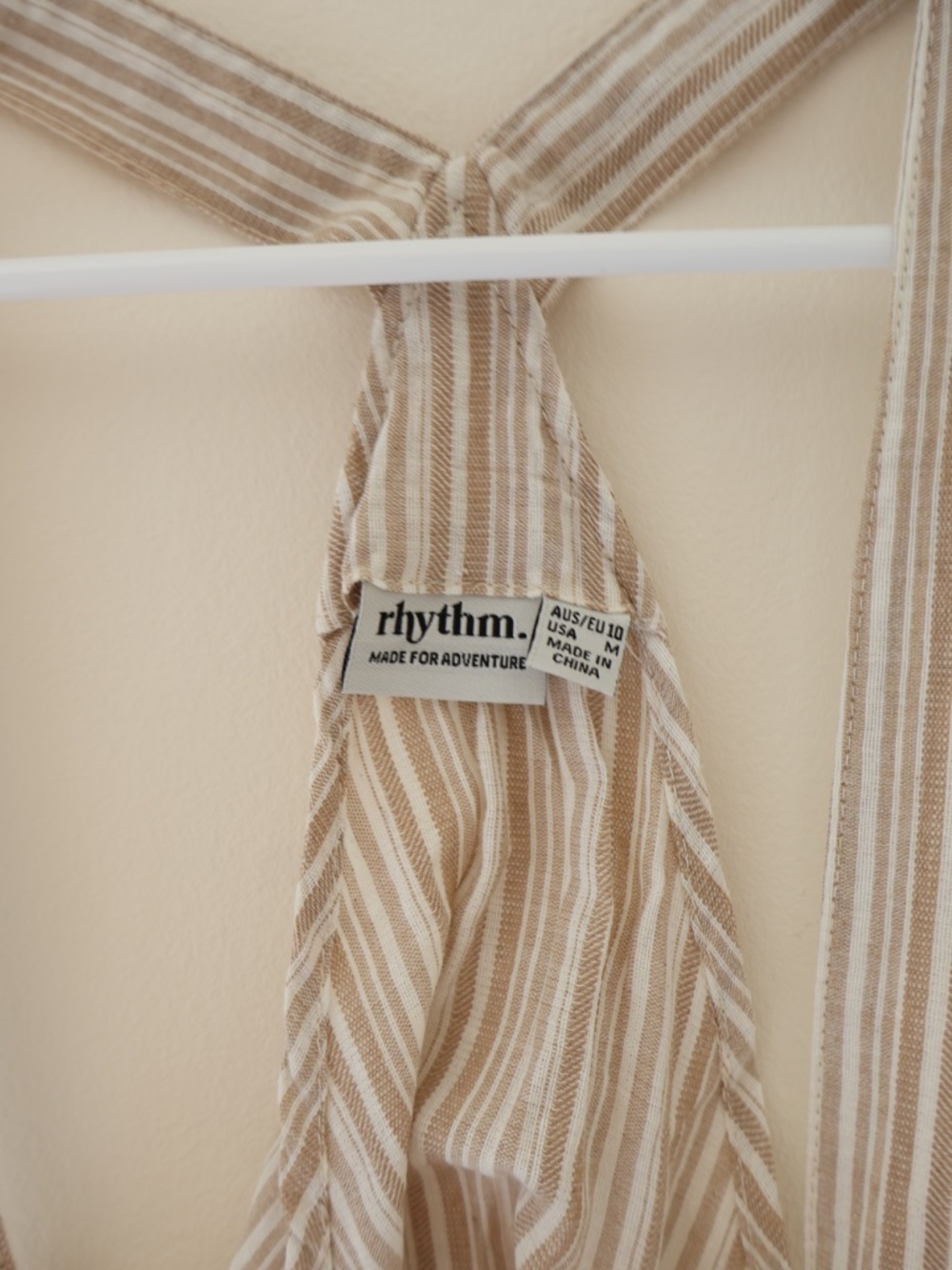 Lulus Rhythm Bahamas Cotton Striped Jumpsuit Overalls M Boho Granola Retro Gorp - Picture 9 of 9